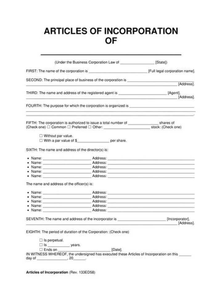 Is EIN the same as articles of incorporation?