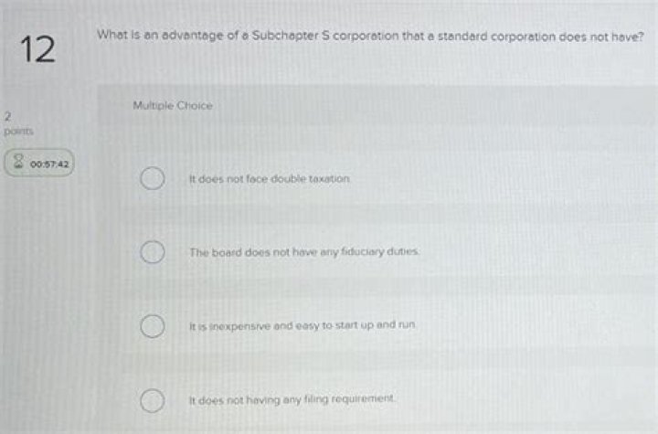 What is an advantage of a subchapter S corporation that a standard corporation does not have?